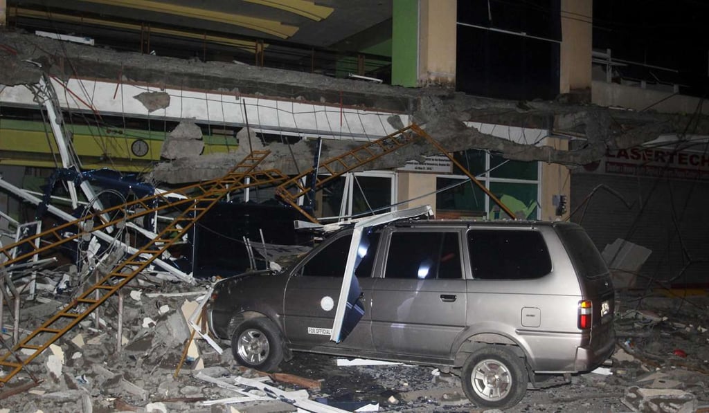 Debris from a building of Surigao State College and Technology. Photo: Reuters