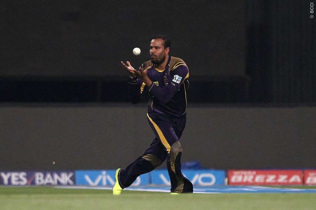 Yusuf Pathan takes a catch in an Indian Premier League match. Photo: BCCI Yusuf Pathan takes a catch in an Indian Premier League match. Photo: BCCI