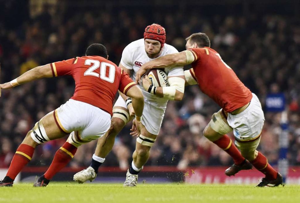 England’s James Haskell (centre) in action during the Six Nations match against Wales. Photo: EPA