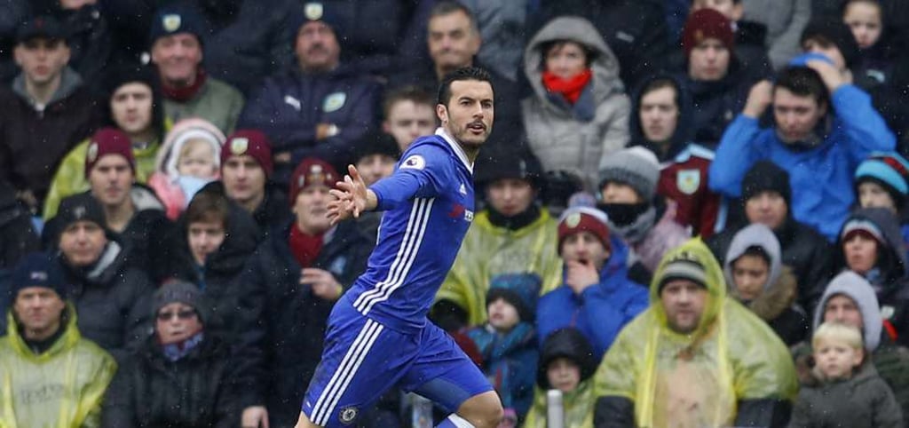 Pedro celebrates scoring Chelsea’s opener. Photo: Reuters