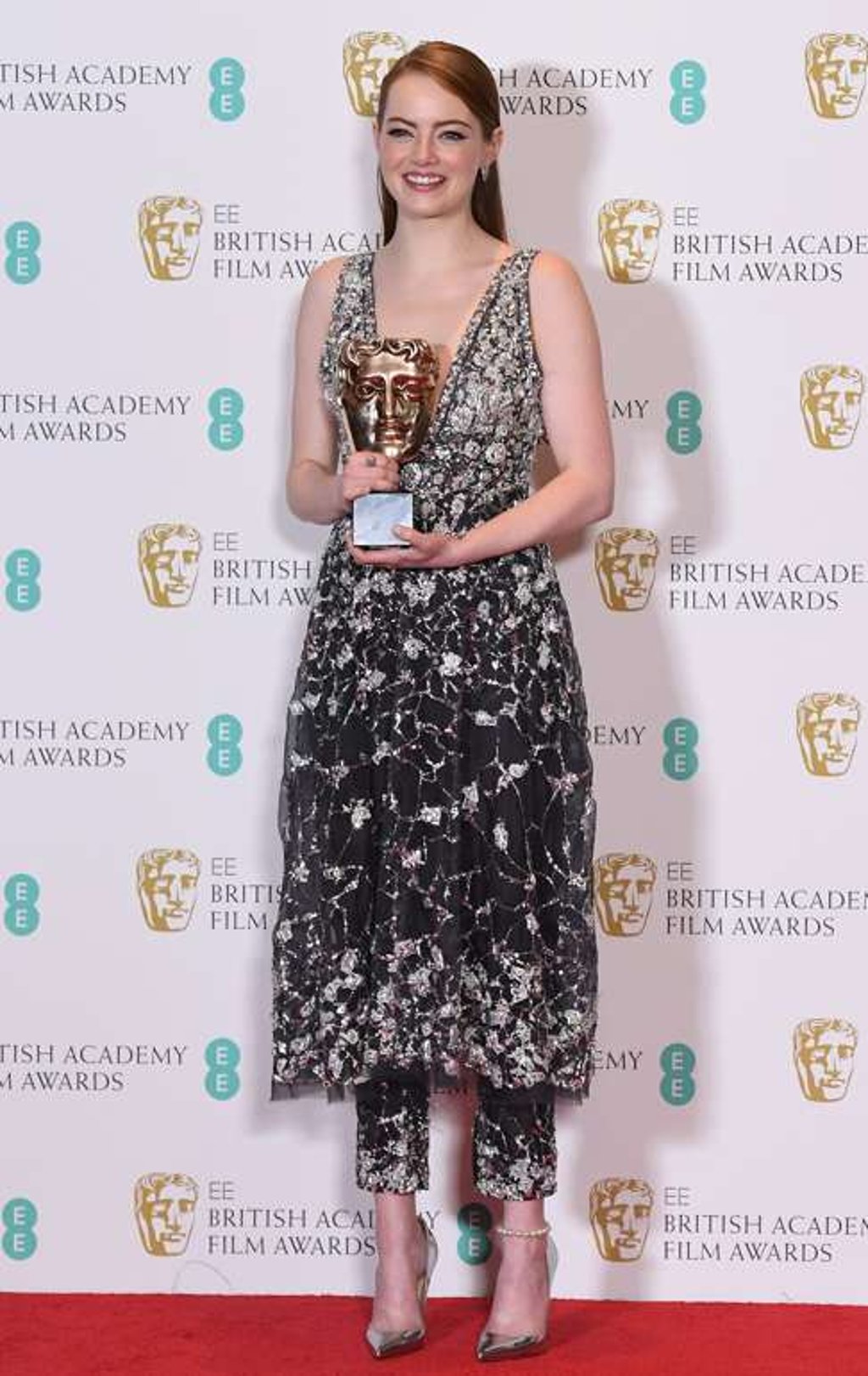 Emma Stone after winning the 2017 Bafta award for best actress. Photo: EPA
