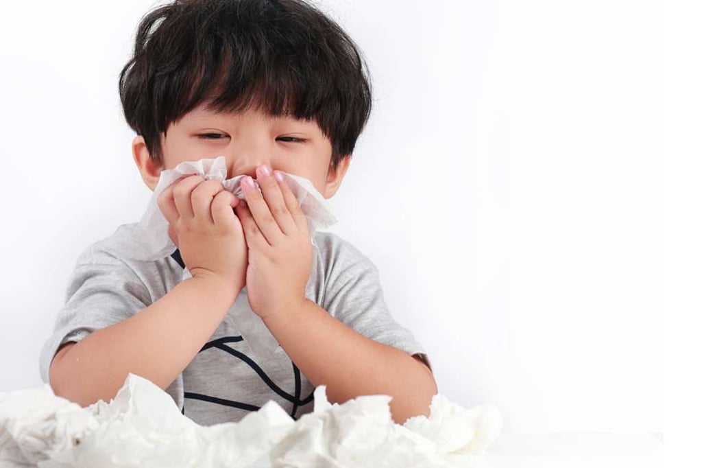 No school today for this youngster with a head cold. No school today for this youngster with a head cold.