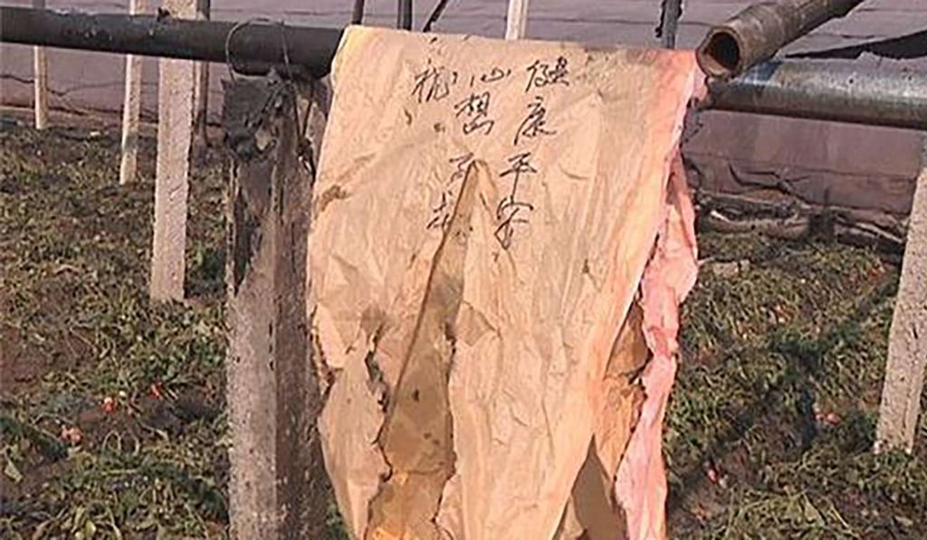 The lantern with a wish for good luck written on it. Photo: CCTV