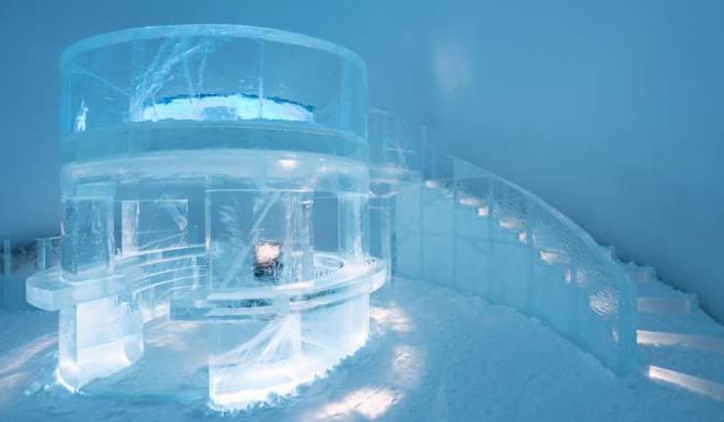 The icebar at the Ice Hotel in Jukkasjarvi, Sweden