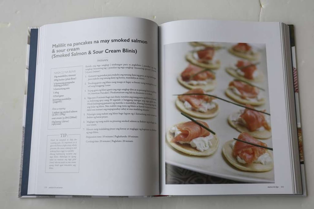 A recipe for smoked salmon and sour cream blinis, from A Helping Hand