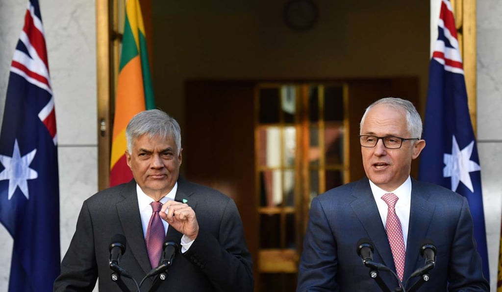 Sri Lanka's Prime Minister Ranil Wickremesinghe and Australia's Prime Minister Malcolm Turnbull. Photo: EPA