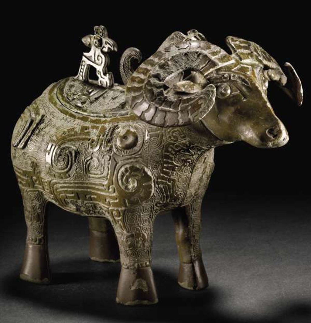 A bronze wine vessel from 13th-11th centuries BC, part of a Christie’s sale in March.