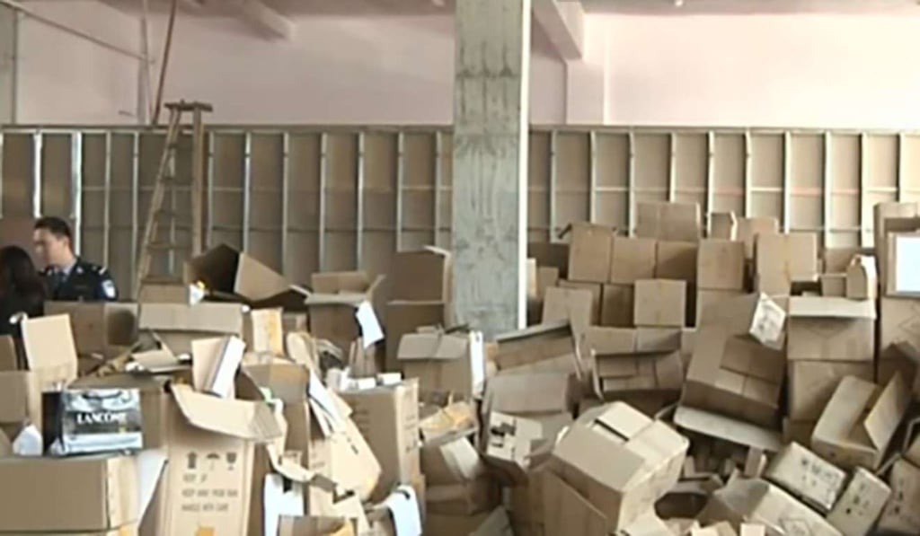 The warehouses the police busted contained many boxes of the counterfeit cosmetic products. Photo: Handout