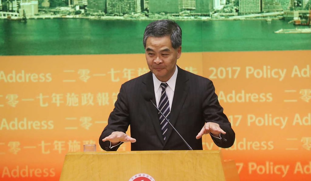 Chief Executive Leung Chun-ying at his swansong policy address. Photo: Edward Wong