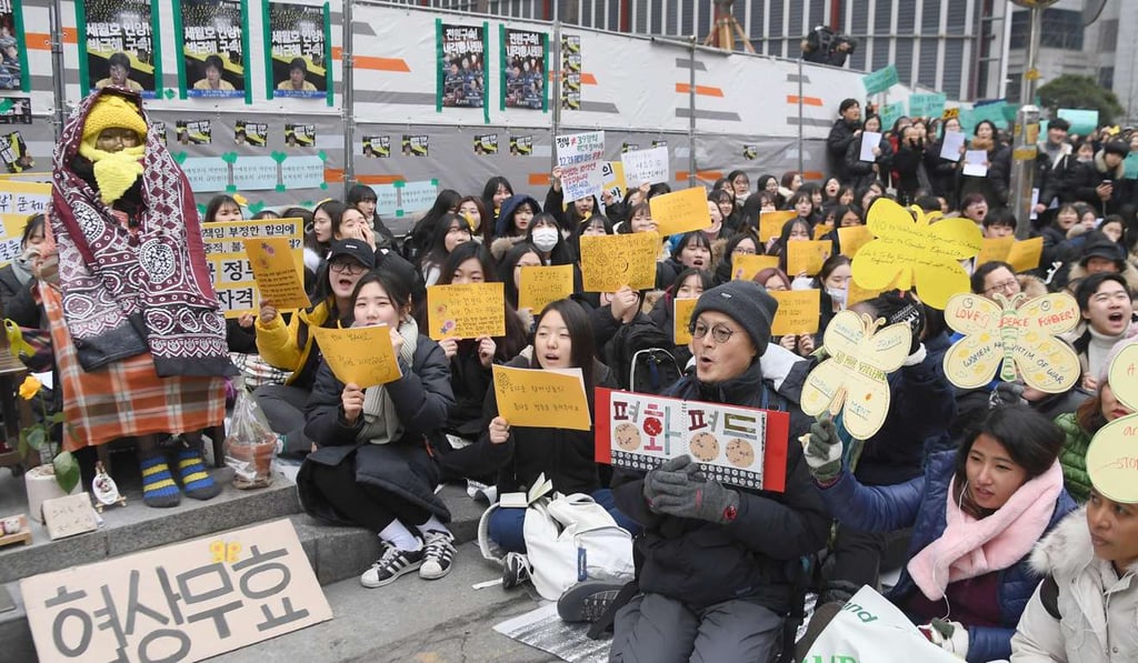 People protest over the issue of former