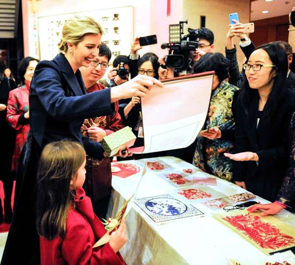 Ivanka Trump’s popularity has grown in China since she and her daughter visited the Chinese embassy in Washington at Lunar New Year. Photo: Xinhua