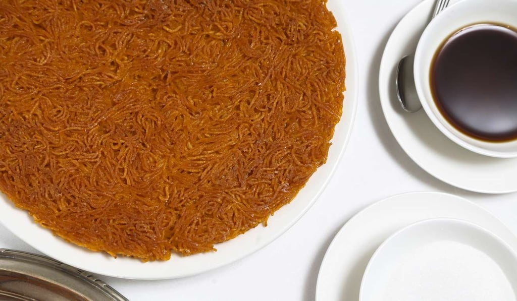 Crispy Chiu Chow noodles with yellow chives.