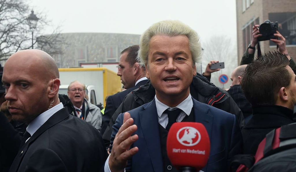 Dutch far-right Freedom Party leader Geert Wilders speaks to journalists. Photo: AFP