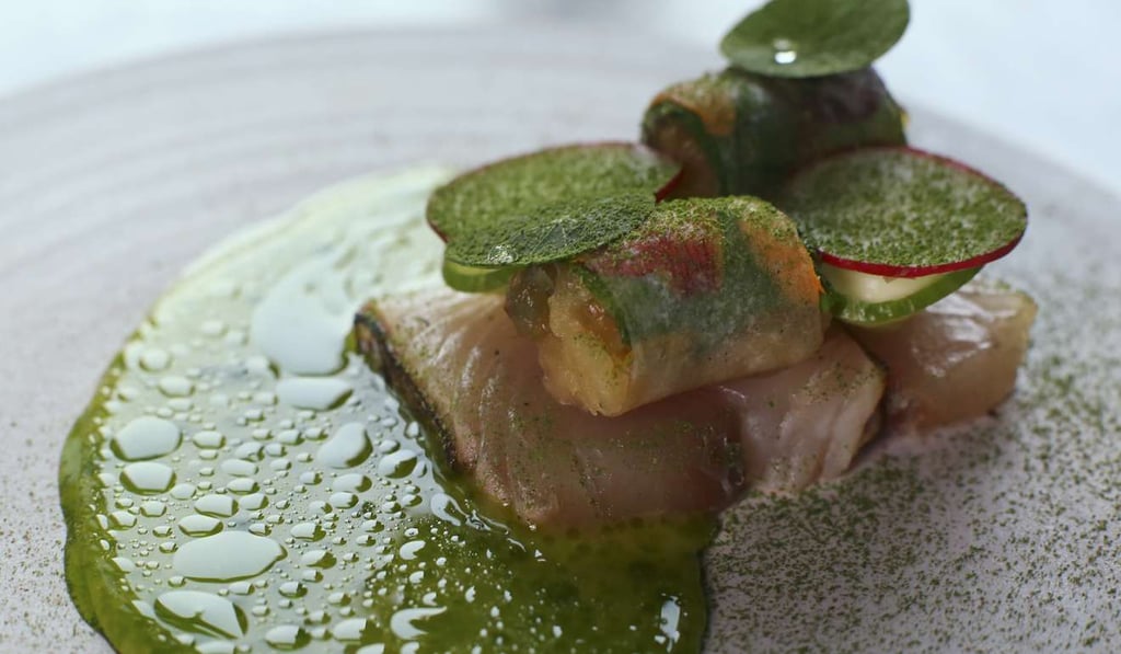Spanish mackerel with star fruit, ginger and jellyfish at Vea. Photo: Edmond So