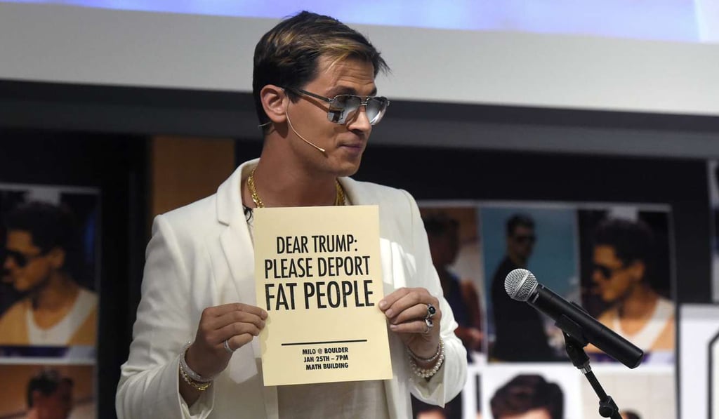 Milo Yiannopoulos, pictured at the University of Colorado campus in Boulder, Colorado, is a divisive figure in conservative circles. Photo: AP