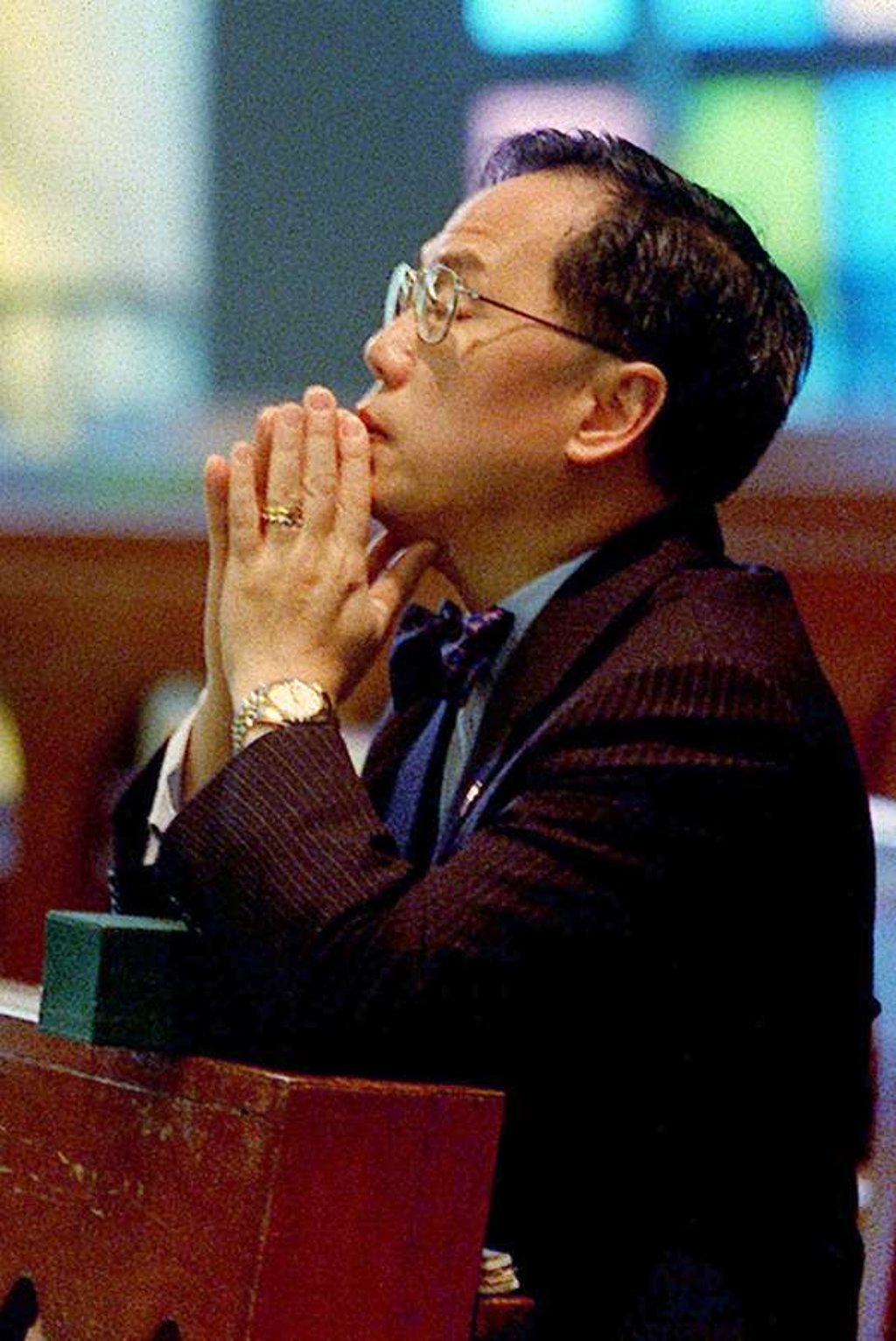Tsang prays in St Joseph’s Church, Central. Picture: SCMP