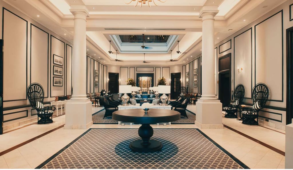 The lobby of The Strand Yangon.