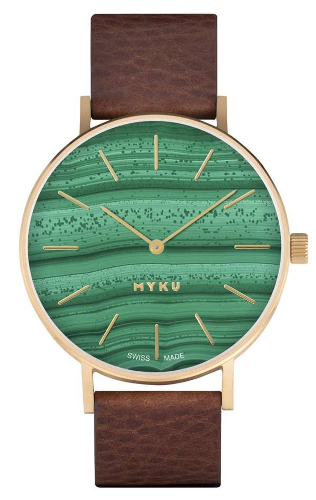 Myku Malachite Gold Watch