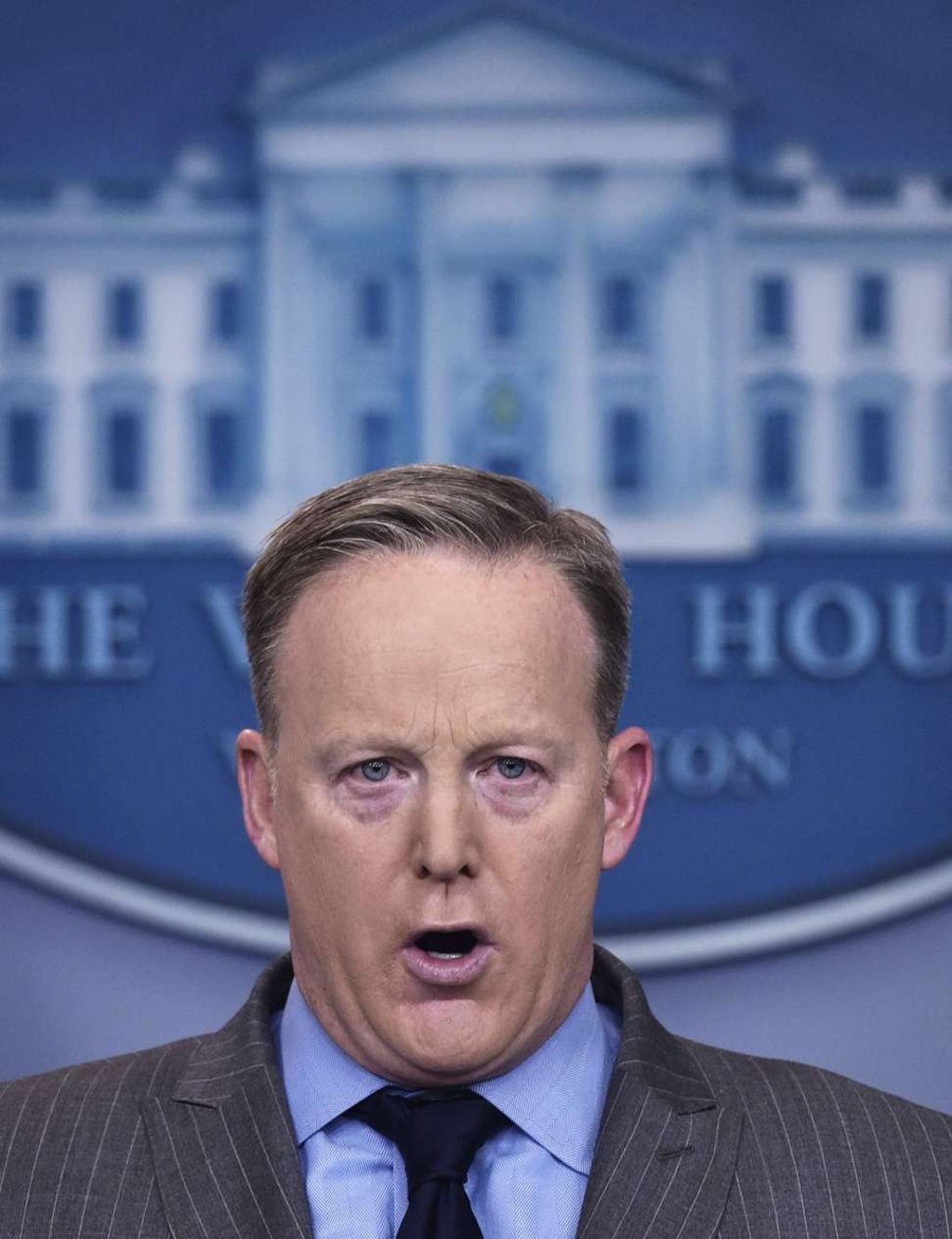 White House Press Secretary Sean Spicer delivers a statement in the White House. Photo: AFP