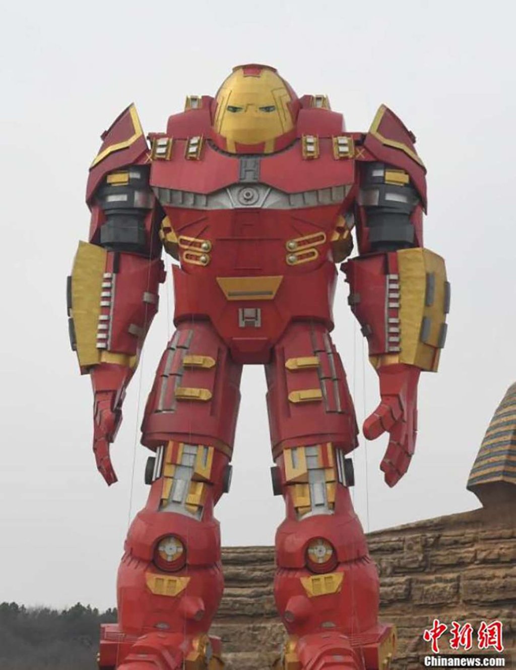 The new statue is painted in the iconic red and yellow colours of Marvel Comics superhero Ironman, but its bulk bears more similarity to an Autobot from American film franchise Transformers. Photo: Handout