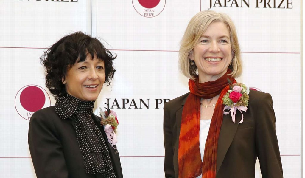 French scientist Emmanuelle Charpentier (left) and US colleague Jennifer Doudna claim that their pending gene-editing patent will be all-encompassing, while that of rival Feng Zhang covers only one specific aspect of the technology. Photo: Kyodo French scientist Emmanuelle Charpentier (left) and US colleague Jennifer Doudna claim that their pending gene-editing patent will be all-encompassing, while that of rival Feng Zhang covers only one specific aspect of the technology. Photo: Kyodo
