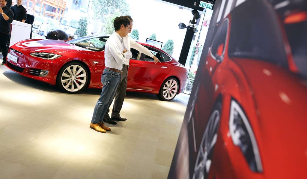 The opening of the new Tesla showroom in Wan Chai last June. Photo: Nora Tam