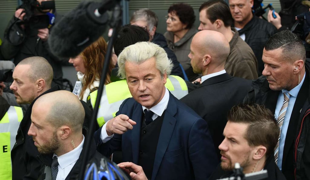 Dutch far-right Freedom Party leader Geert Wilders officially launches his parliamentary election campaign in Spijkenisse on February 18. Photo: AFP Dutch far-right Freedom Party leader Geert Wilders officially launches his parliamentary election campaign in Spijkenisse on February 18. Photo: AFP