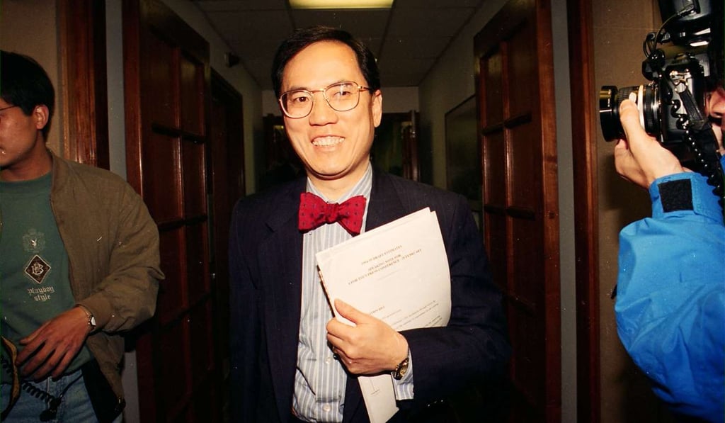 Then secretary for the Treasury Donald Tsang makes his way to a press conference in 1994 regarding draft estimates of the expenditure for the fiscal year. His decision-making process was very inclusive, and it wasn’t just lip service, he really meant it. Photo: SCMP Pictures