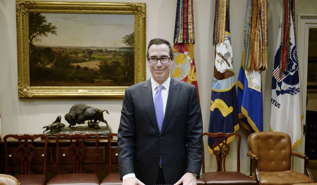 US Treasury secretary, Steve Mnuchin looks on before discussing the Federal budget in the Roosevelt Room of the White House. Photo: EPA