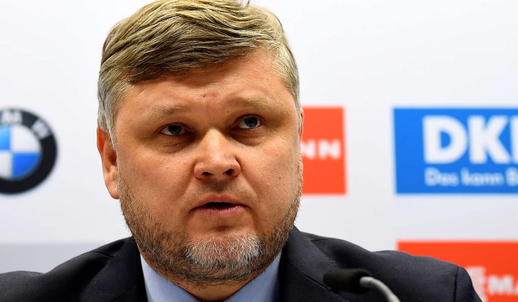 Vice President of the Olympic Committee of Kazakhstan, Andrey Kirvkov, gives a press conference after anti-doping tests carried out on Kazakh biathletes during a search by the Austrian police at their hotel were negative. Photo: AFP Vice President of the Olympic Committee of Kazakhstan, Andrey Kirvkov, gives a press conference after anti-doping tests carried out on Kazakh biathletes during a search by the Austrian police at their hotel were negative. Photo: AFP