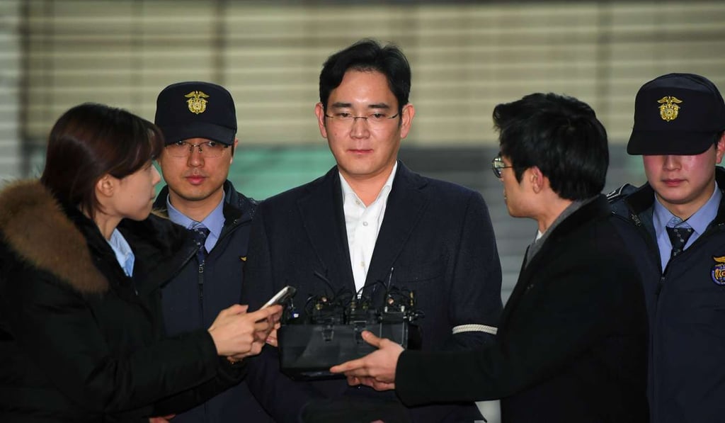 Lee Jae-yong, vice chairman of Samsung Electronics, arrives for questioning at the office of a special prosecutor investigating a corruption scandal in Seoul. File photo: AFP