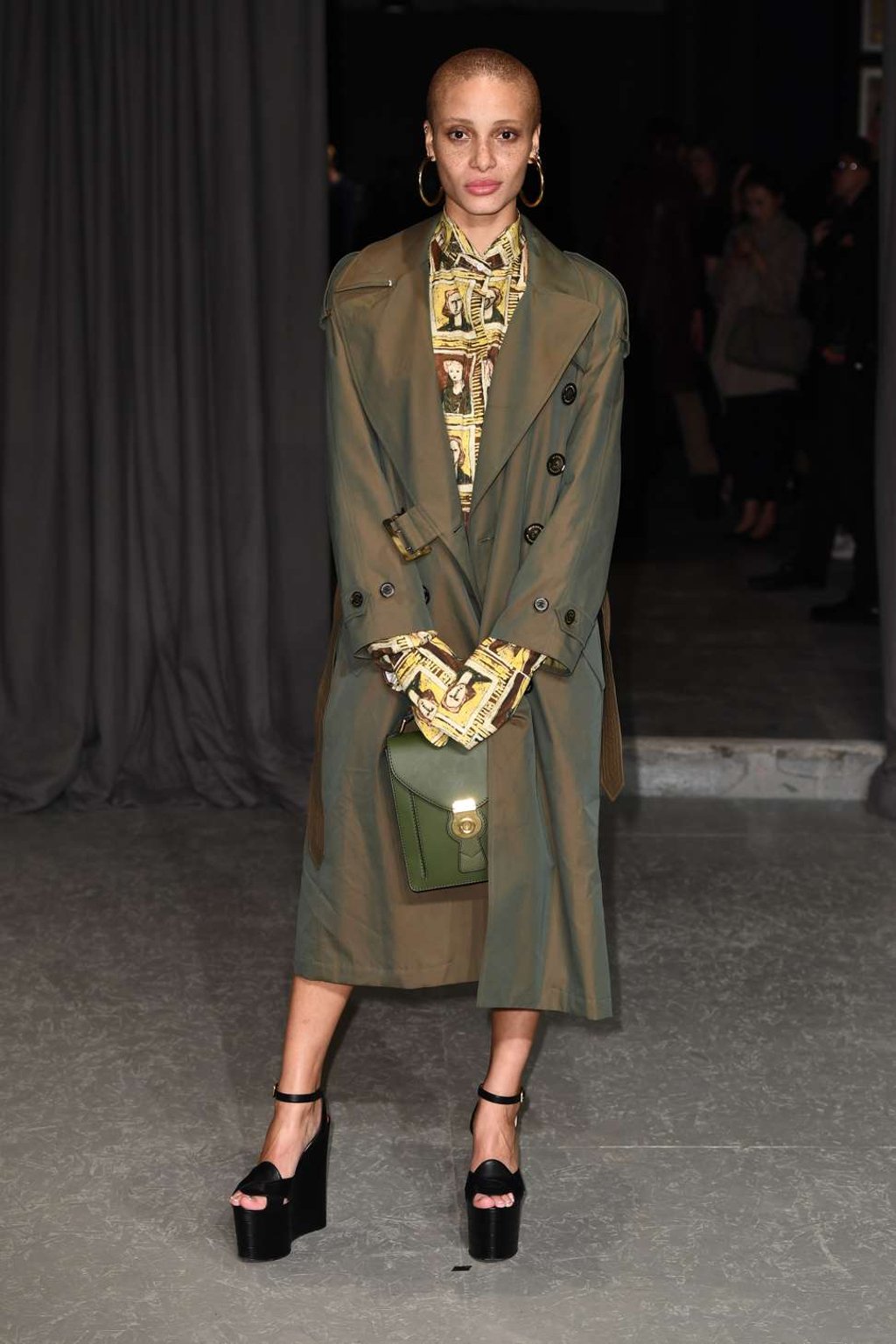 Adwoa Aboah wearing Burberry at Burberry’s February 2017 Show during London Fashion Week