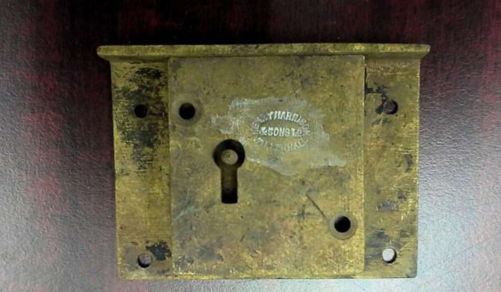 A well-preserved door hook and pad-eye used to secure sliding doors or tie back hinged doors. Photo: Handout