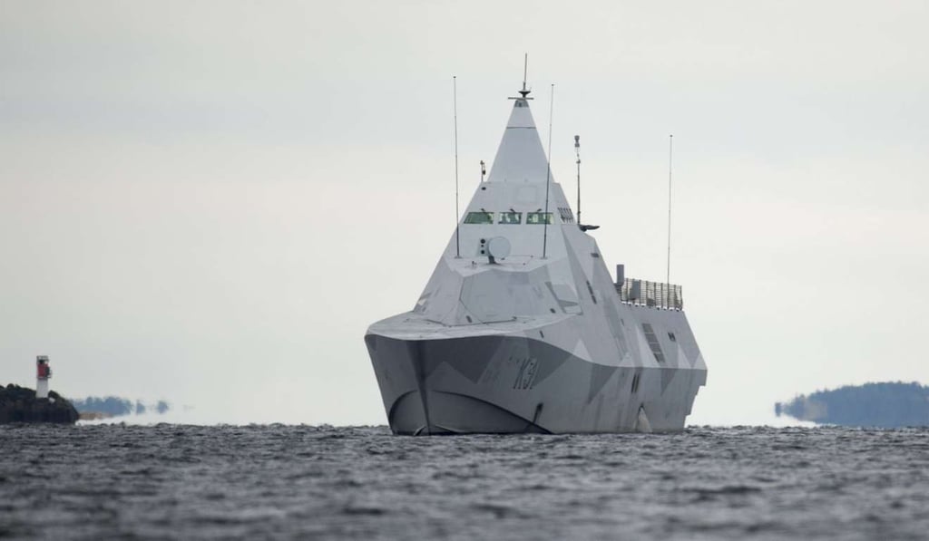 A Swedish corvette searches for a suspected foreign vessel in the Stockholm archipelago. File photo: AFP
