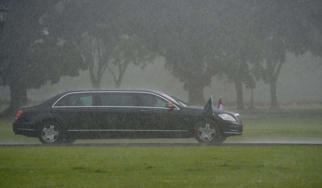One of two Mercedes limousines flown into Jakarta to transport King Salman on his travels. Photo: AFP One of two Mercedes limousines flown into Jakarta to transport King Salman on his travels. Photo: AFP