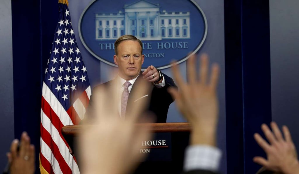 White House spokesman Sean Spicer holds a press briefing at the White House in Washington. Photo: Reuters