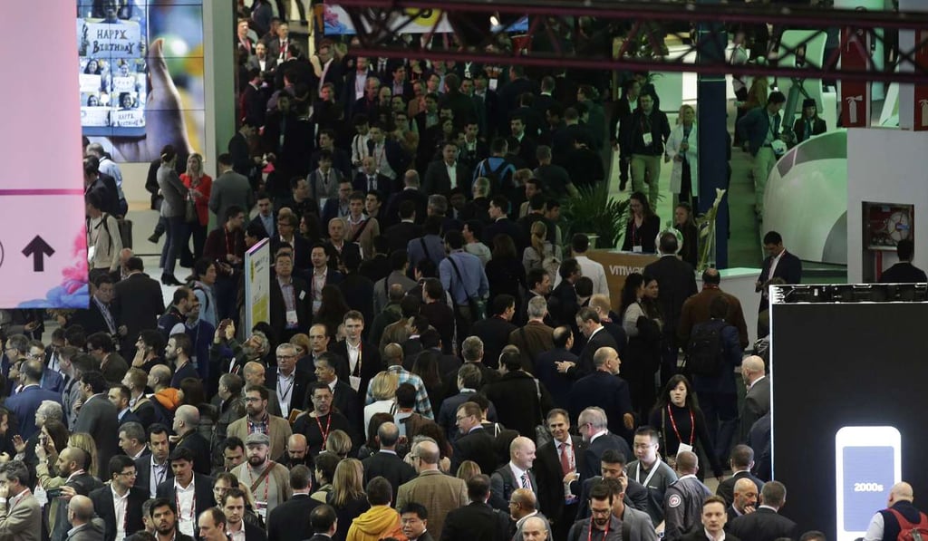 Opening day crowds at the Mobile World Congress in Barcelona. Photo: AP
