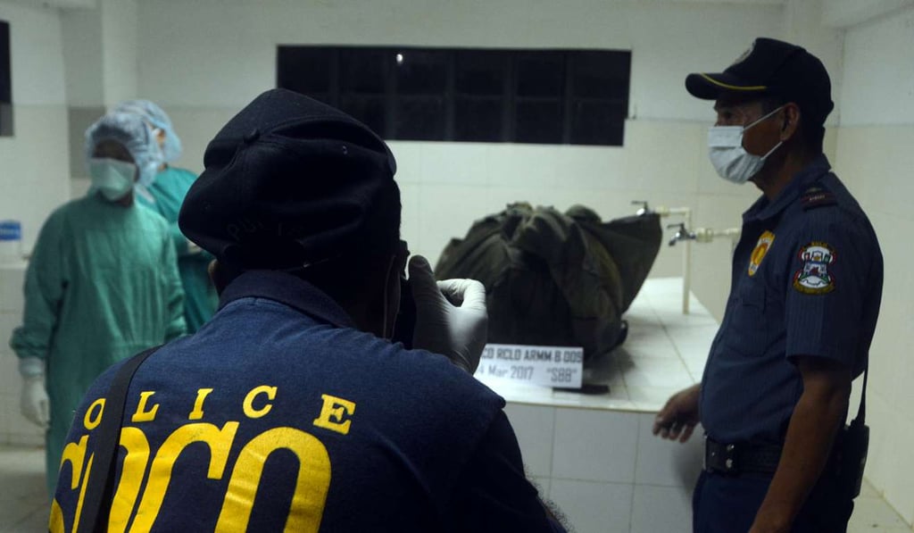 A body bag containing the remains of German national Jurgen Kantner, who was beheaded by Islamic State-linked Abu Sayyaf militants, lies inside a morgue in Sulu province. Photo: Reuters