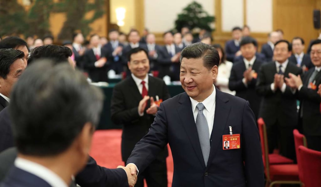 Chinese President Xi Jinping at the panel discussion with Liaoning province deputies to the National People's Congress in Beijing on Tuesday. Photo: Xinhua Chinese President Xi Jinping at the panel discussion with Liaoning province deputies to the National People's Congress in Beijing on Tuesday. Photo: Xinhua