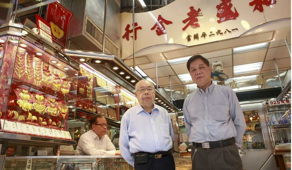 Wo Shing Goldsmith co-owners Cheung Chuen-hoi (left) and his brother Cheung Wai-nam in Shanghai Street.