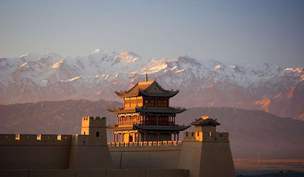 The Jiayuguan fortress, on the westernmost tip of the Great Wall of China, in Gansu province. Picture: Alamy