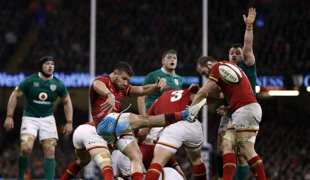Wales scrum half Rhys Webb kicks the ball up-field. Photo: AFP Wales scrum half Rhys Webb kicks the ball up-field. Photo: AFP