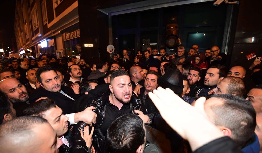Turkish residents of the Netherlands gather for a protest outside Turkey's consulate in Rotterdam. Photo: AFP