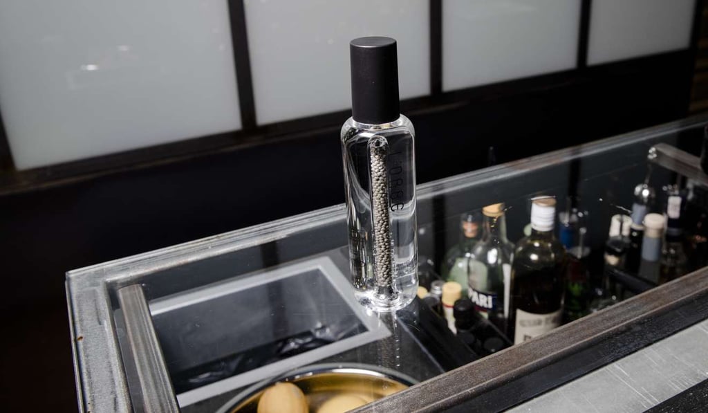 A perforated column of caviar beads sits in the centre of a bottle of L'Orbe vodka at Pernod Ricard SA's Breakthrough Innovation Group (BIG) office. Photo: Bloomberg