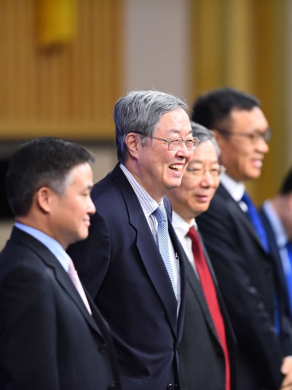 China’s financial gatekeepers: central bank Governor Zhou Xiaochuan (centre) and his deputies (from left) Pan Gongsheng, Yi Gang and Fan Yifei meet the media in Beijing on Friday. Photo: Xinhua