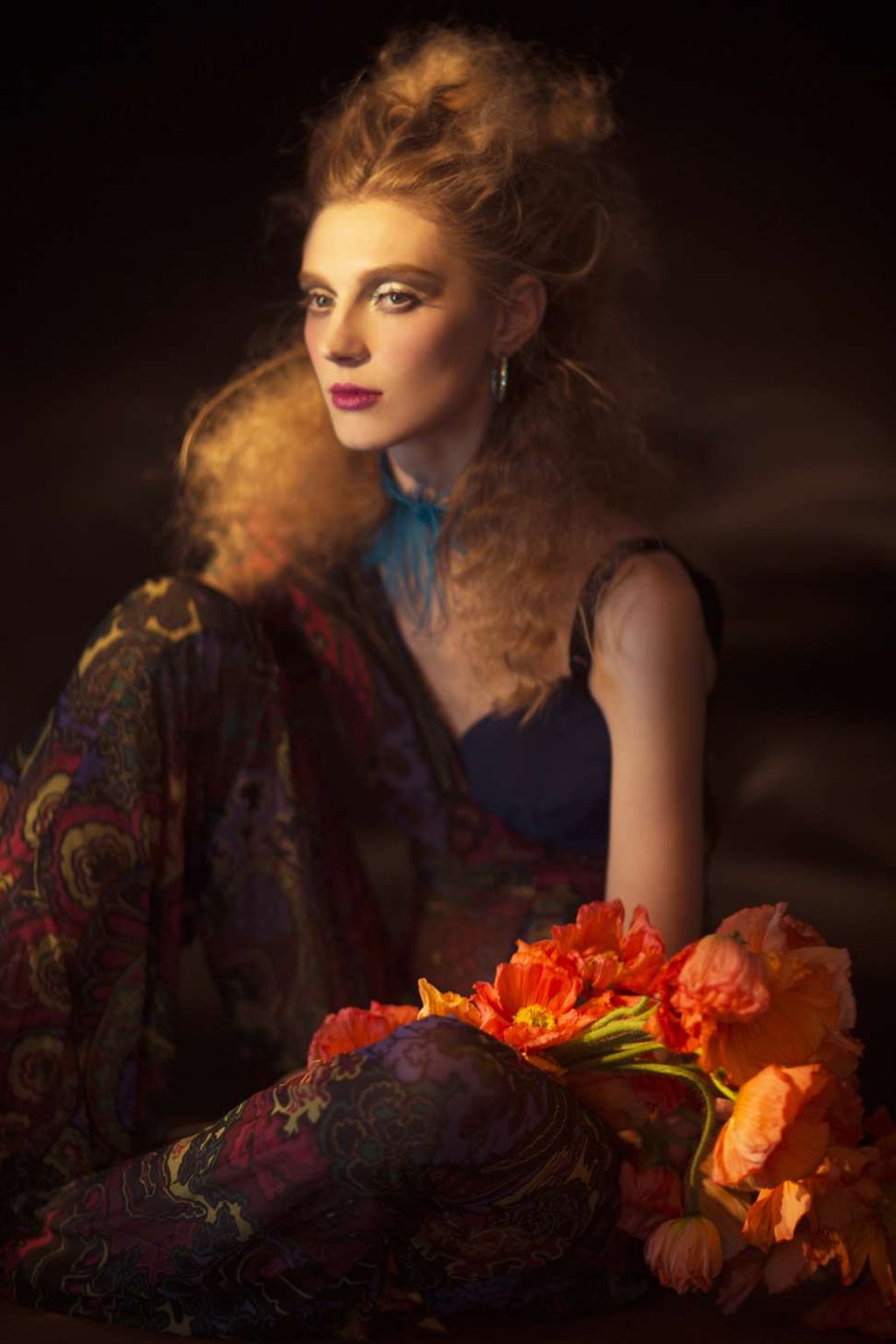 Shiseido Shimmering Creme Color - Pearl and Lavende; Tom Ford Blonde brow sculptor; Lancome Mettalic Lip Colur #06 Meteoric Violet; Celine Jumpsuit; Chopard Ring; Pomellato Ring; Rosamosario Bra