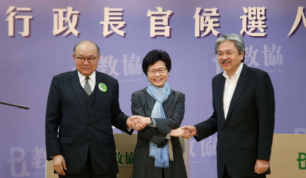 Woo Kwok-hing, Carrie Lam and John Tsang are battling it out to be chief executive. Photo: David Wong