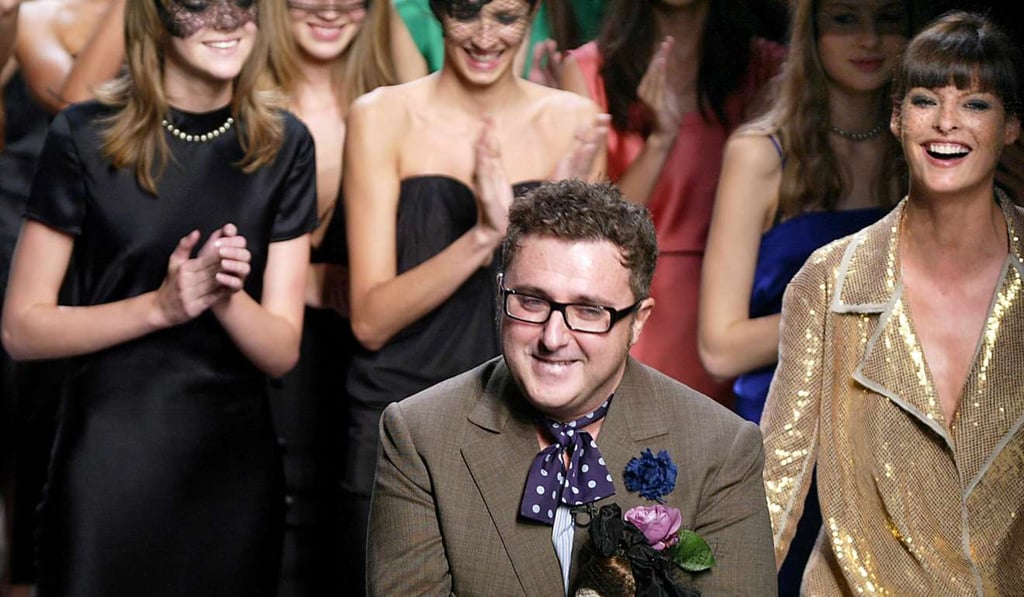 Designer Alber Elbaz with Canadian supermodel Linda Evangelista (right) after a show for Lanvin in Paris in 2003. Photo: AFP