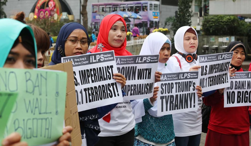 Protesters march in Hong Kong to protest against US President Donald Trump’s travel ban. Photo: Felix Wong
