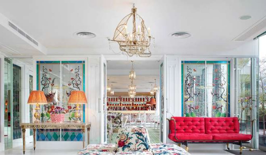 Lobby and bar areas at China Tang, where David Tang’s signature plush carpets and bold colours abound.